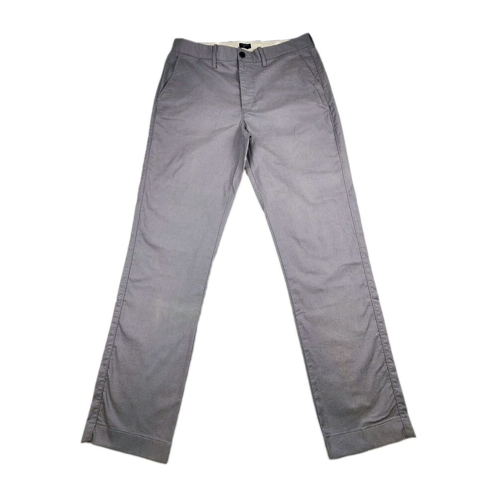 J CREW Flex Pants Mens 34x32 Gray Stretch Chino Flat Front Straight Leg Casual